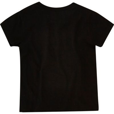 Mini boys black print t-shirt